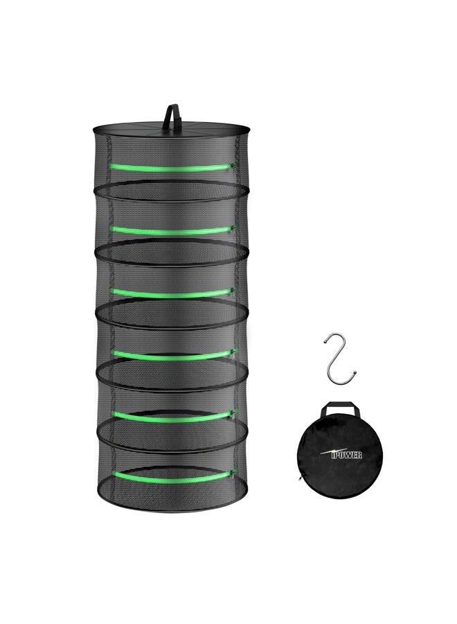 iPower 2ft 6-Layer Foldable Herb Mesh Dry Rack Hanging Drying Net with Zippers Heavy Duty Ring for Hydroponic Plant, Free Storage Bag and Hook Included, New - Image 1