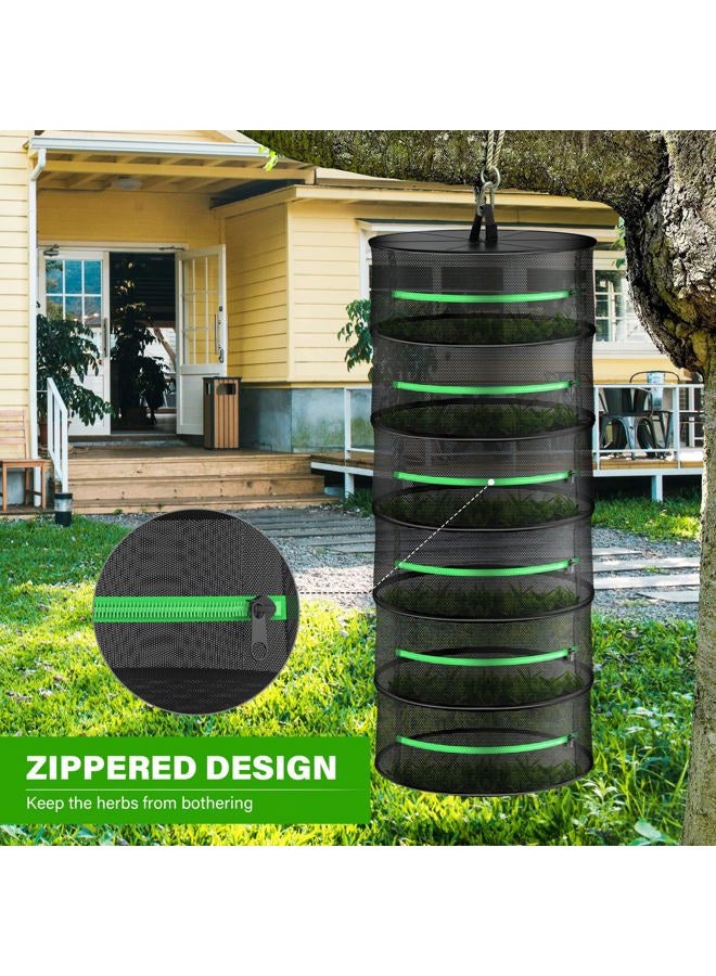 iPower 2ft 6-Layer Foldable Herb Mesh Dry Rack Hanging Drying Net with Zippers Heavy Duty Ring for Hydroponic Plant, Free Storage Bag and Hook Included, New - Image 2