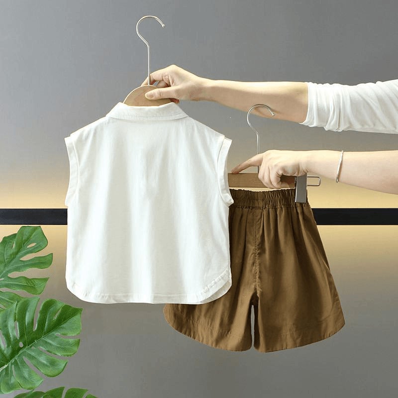 Boys'' Summer Vest Set, New Style Cool and Stylish Summer Outfit for Babies, Children''s Sleeveless Shirt, Trendy Clothes - Image 4