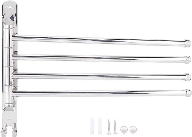 Stainless Steel Rotating Towel Rack 13.8 Inch Wall Mounted Bathroom Storage Shelf Organizer - Image 2