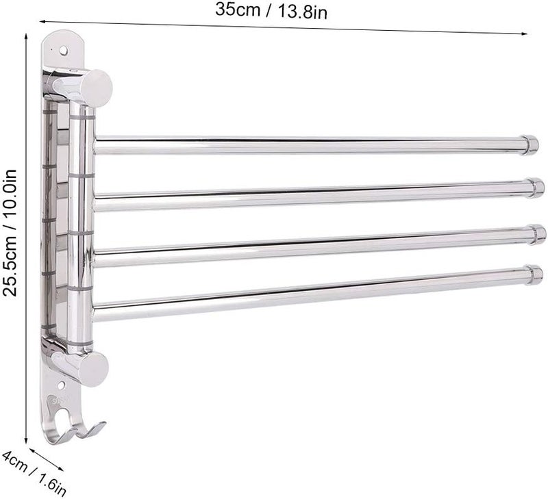 Stainless Steel Rotating Towel Rack 13.8 Inch Wall Mounted Bathroom Storage Shelf Organizer - Image 4