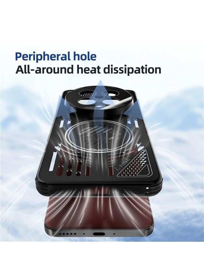 general Frosted Magnetic Case Compatible with Vivo X200 Ultra, Hollow Out Heat Dissipation Airbag Shockproof and Anti Drop Protective Cover with Wireless Charging - Image 4