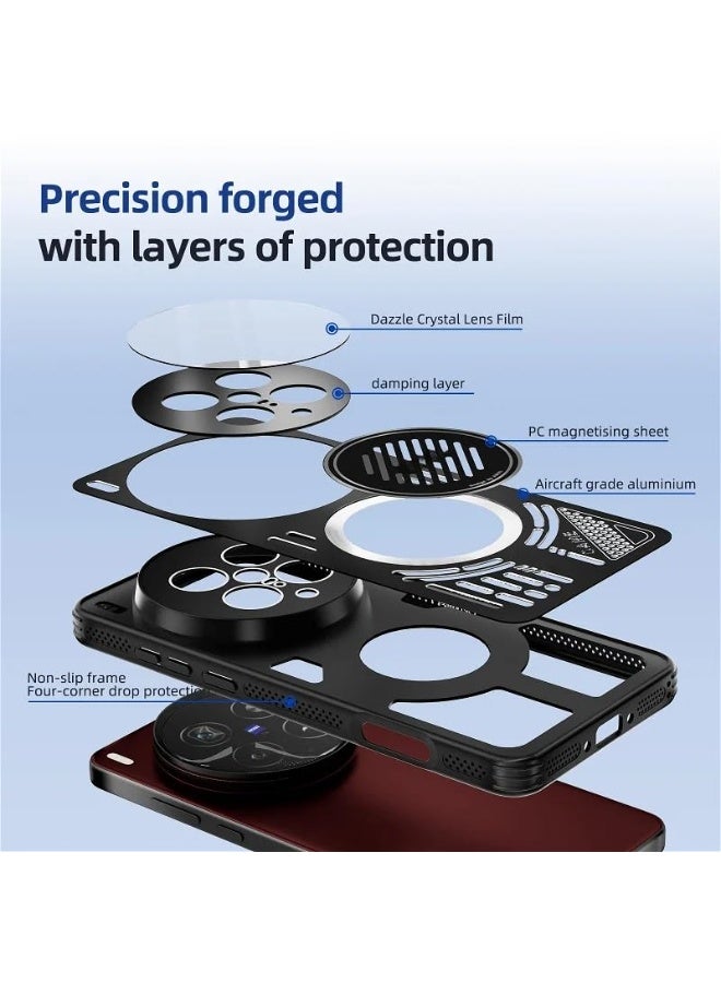 general Frosted Magnetic Case Compatible with Vivo X200 Ultra, Hollow Out Heat Dissipation Airbag Shockproof and Anti Drop Protective Cover with Wireless Charging - Image 3