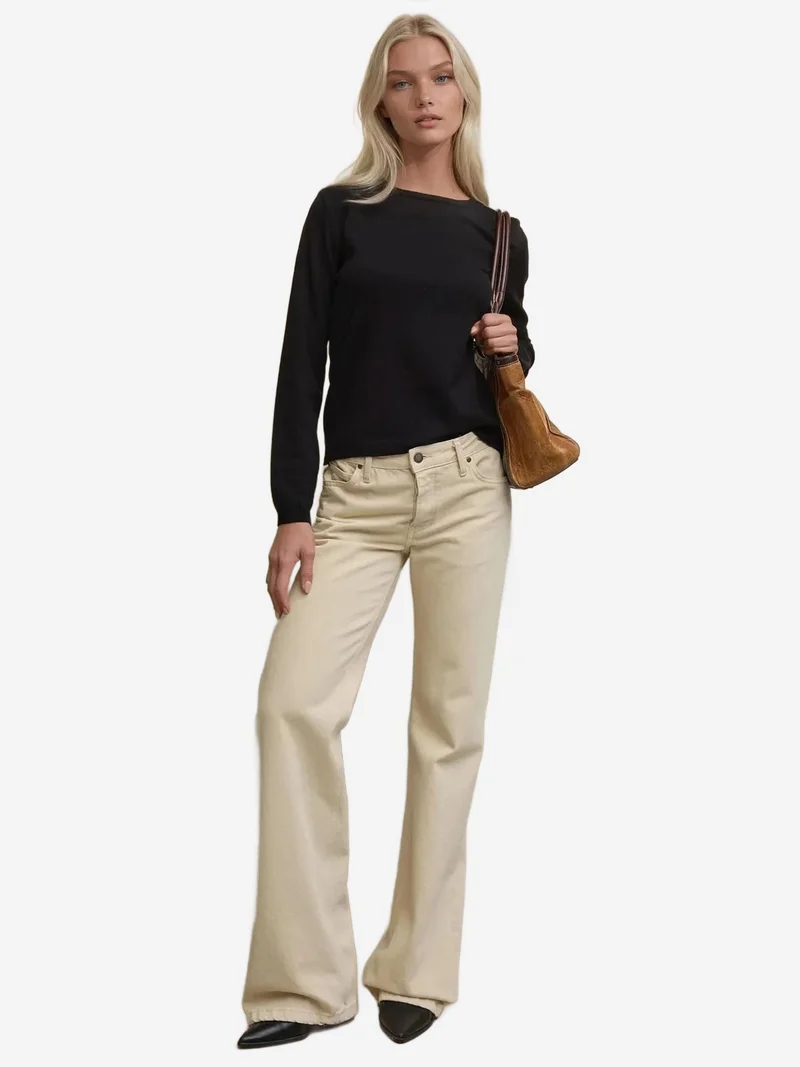 HICCUP Viscose Blend Crew Neck Basic Sweater