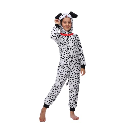 Sincere Party Dalmatians Onesie Costume for Kids,Made of Fleece Spotted Dog Onesie Dress Up M(6-8) - Image 1