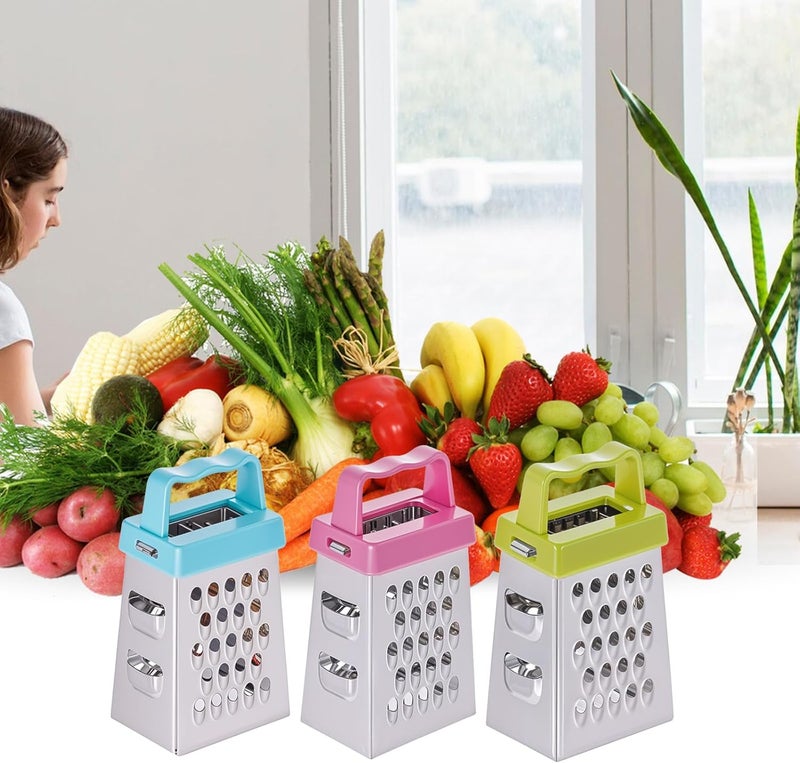 ElevateTech Mini Cheese Grater, 3Pcs Stainless Steel Box Grater with Handle Professional Cheese Slicer Grater for Kitchen Slicer Cheese Ginger Vegetable Multifunction Dishwasher Safe - Image 5