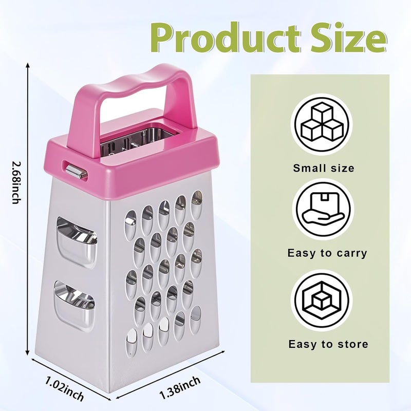 ElevateTech Mini Cheese Grater, 3Pcs Stainless Steel Box Grater with Handle Professional Cheese Slicer Grater for Kitchen Slicer Cheese Ginger Vegetable Multifunction Dishwasher Safe - Image 2