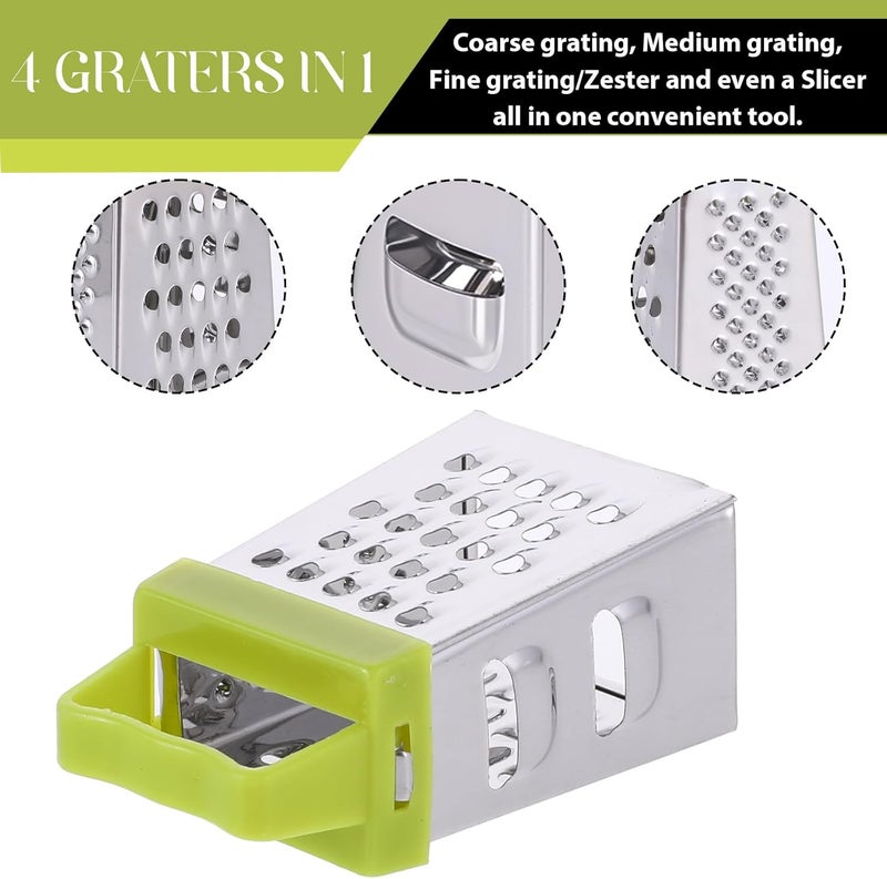 ElevateTech Mini Cheese Grater, 3Pcs Stainless Steel Box Grater with Handle Professional Cheese Slicer Grater for Kitchen Slicer Cheese Ginger Vegetable Multifunction Dishwasher Safe - Image 3