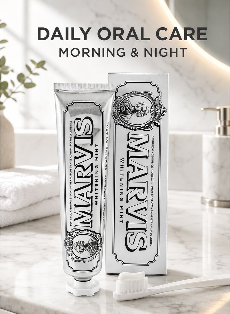 Marvis Whitening Mint Toothpaste 85ml – With Xylitol & Fluoride, Helps Restore Natural Brightness, Intense Mint Freshness, Daily Oral Care - Image 5