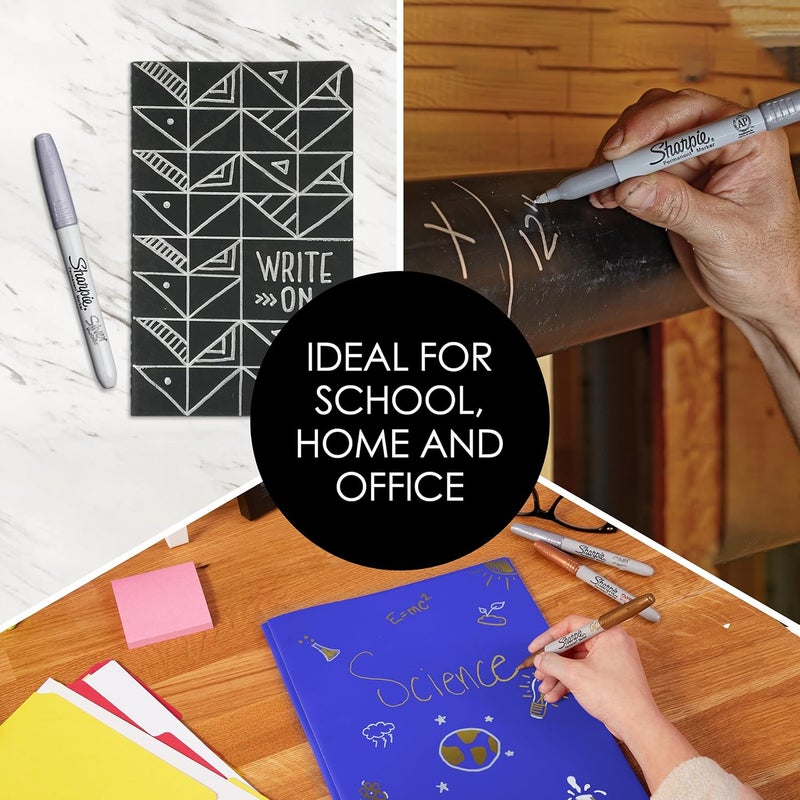 شاربي أقلام Sharpie الملونة الدائمة | نقطة رفيعة | لون ذهبي | عدد 12 قلم - Image 5