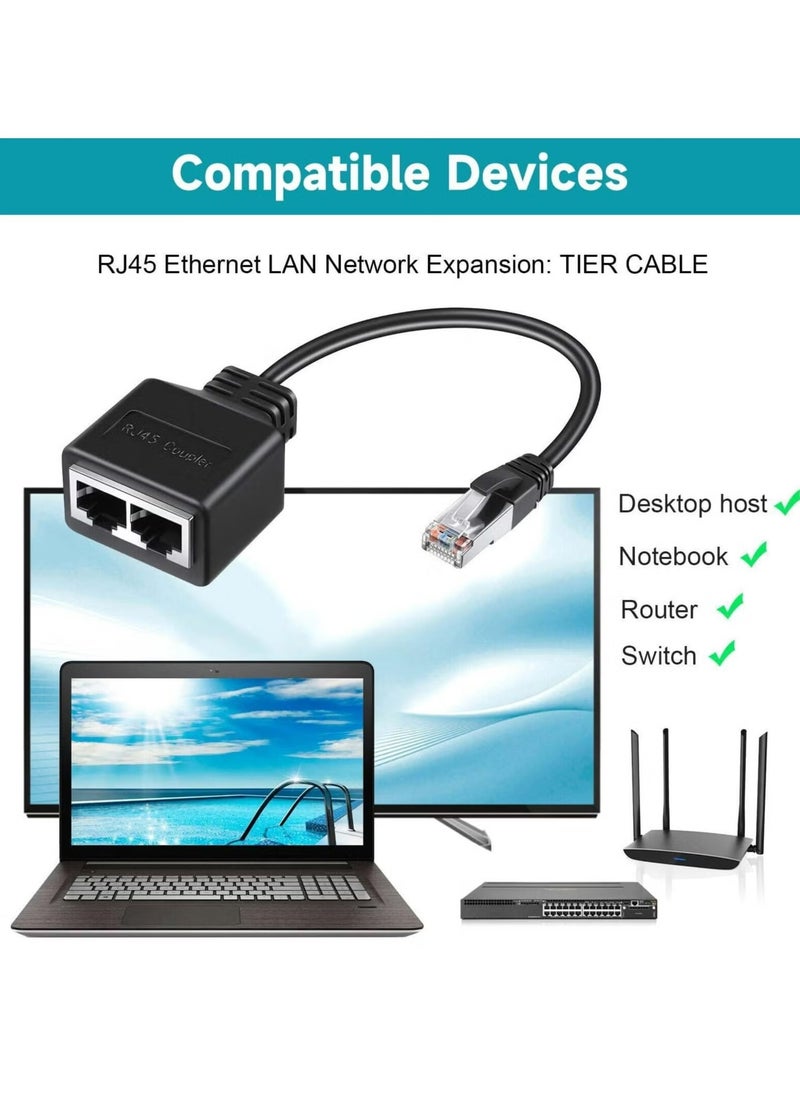 Unewshi Upgraded Ethernet Spliter, Supporting Simultaneous Operation of Two computers, 1 Male to 2 Female Ethernet Spliter Connector, Rj45 Network Adapter Internet Port Extender, Rj45 Ethernet Lan Network Expansion Compatible with Cat5/Cat6/Cat7  - Image 2