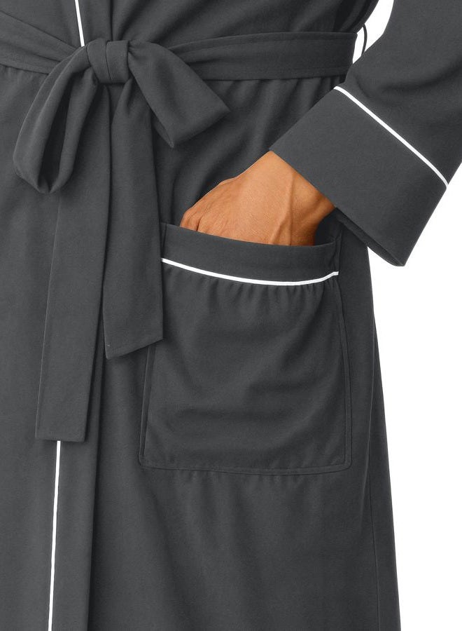 NY Threads Men's Robe Cotton Blend Knit Bathrobe, Small, Dark Heather Grey - Image 4