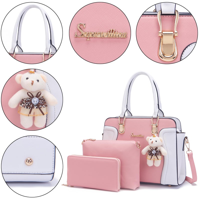 Soperwillton Purses for Women Crossbody Shoulder Handbags Top Handle Satchel Tote Bag Wallet Set 3pcs - Image 5