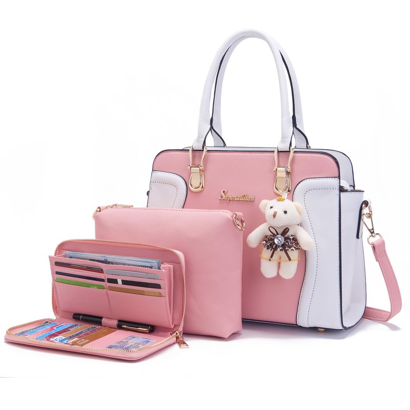 Soperwillton Purses for Women Crossbody Shoulder Handbags Top Handle Satchel Tote Bag Wallet Set 3pcs - Image 1