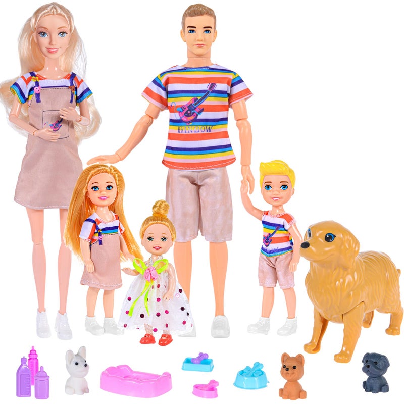 iBayda Family Dollhouse Dolls Playset 6 People with Dollhouse Pets Included Pregnant Mom Dad 3 Kids and Accessories for 312 Years Old Toddlers Gift - Image 3