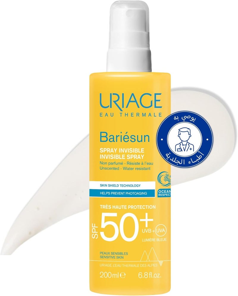 Uriage باريزون من يورياج - رذاذ واقي من الشمس غير معطر SPF50+ - حماية عالية جداً للبشرة الحساسة - 200 مل - Image 1