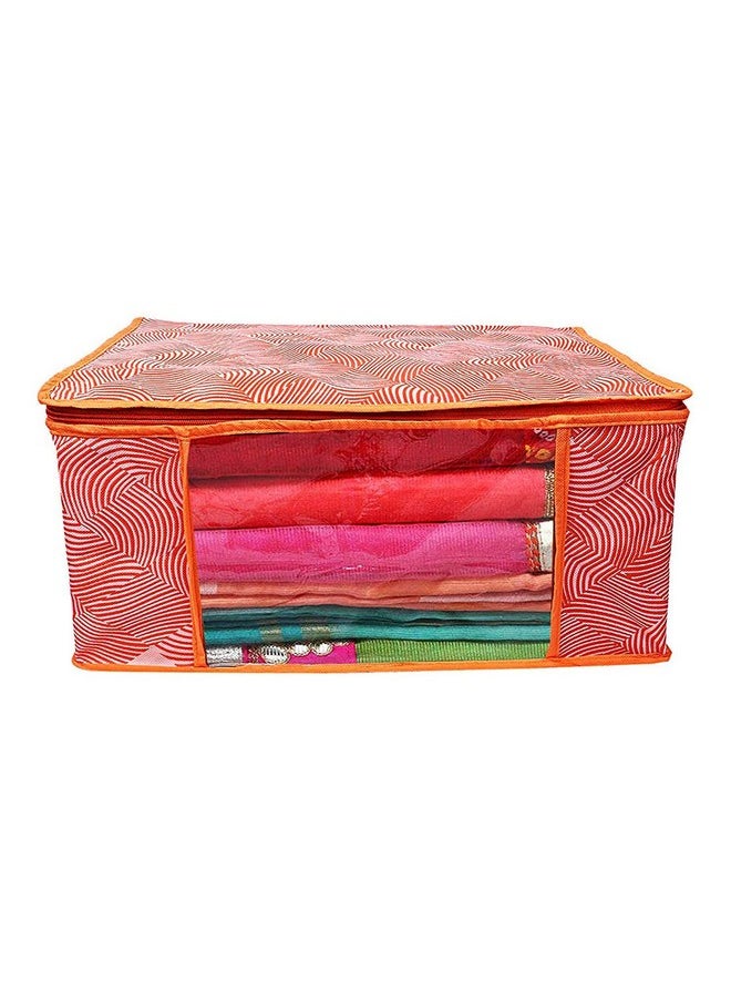 Kuber Industries Kuber Industries Non-Woven Saree Covers With Zip|Lahariya Print Wardrobe Organizer For Clothes|Transparent Window Keep 8 To 10 Saree|Suitable For Lehenga, Suit, Dress|Pack Of 2 (Orange), 22 Cm,33Cm  - Image 3