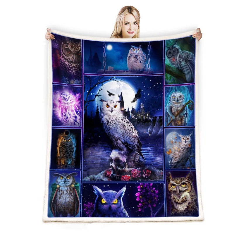 Juirst Owl Lovers Blanket Owl Throw 50x60 Inch for Couch Bed Home Decor Just a Girl Who Loves Owls