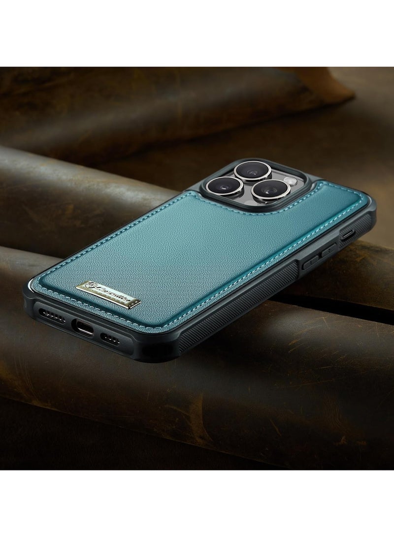 CaseMe Phone Case Compatible with IPhone 14 Pro Max Luxury PU Leather Back Cover Cover Magnetic Wireless Charging Compatible with IPhone 14 Pro Max (Green) - Image 4