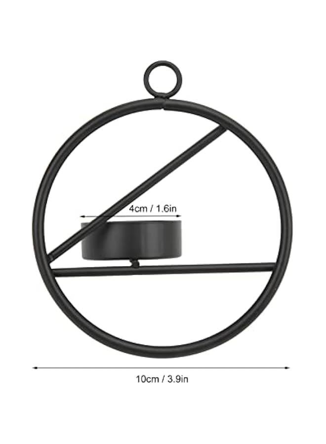 حامل شموع دائري معدني أسود بتصميم حديث وبسيط، ديكور حائط لحامل الشموع، شمعة ضوء الشاي، لتزيين غرفة المعيشة والديكور المنزلي - Image 4
