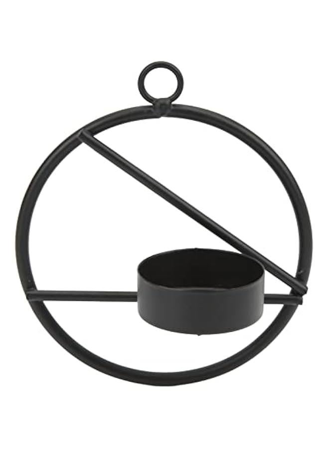 حامل شموع دائري معدني أسود بتصميم حديث وبسيط، ديكور حائط لحامل الشموع، شمعة ضوء الشاي، لتزيين غرفة المعيشة والديكور المنزلي - Image 1