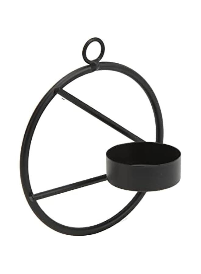 حامل شموع دائري معدني أسود بتصميم حديث وبسيط، ديكور حائط لحامل الشموع، شمعة ضوء الشاي، لتزيين غرفة المعيشة والديكور المنزلي - Image 3