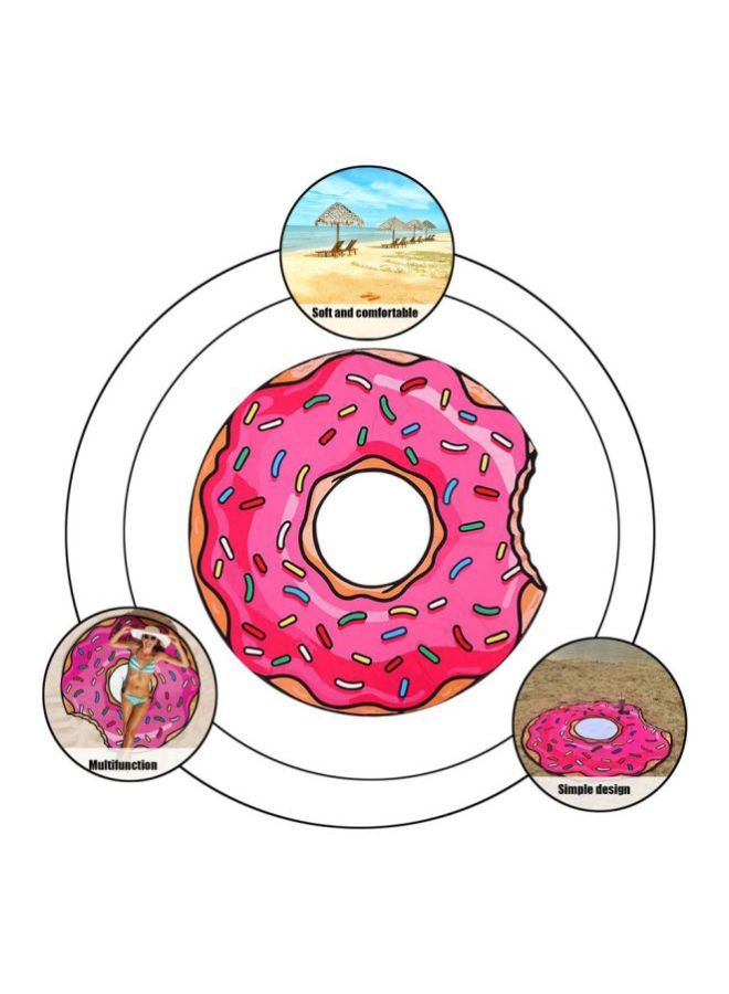 نيبمينينت منشفة شاطئ بطبعة دونات وردي/برتقالي/أزرق 150x150سم - Image 2