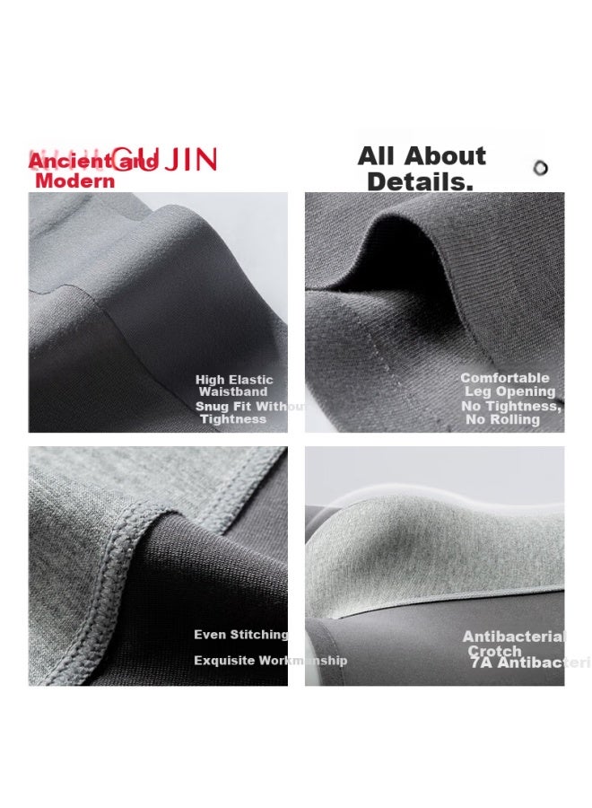 Gujin Men's 60s Modal Seamless Antibacterial Breathable High Elastic Boxer Briefs - Image 5
