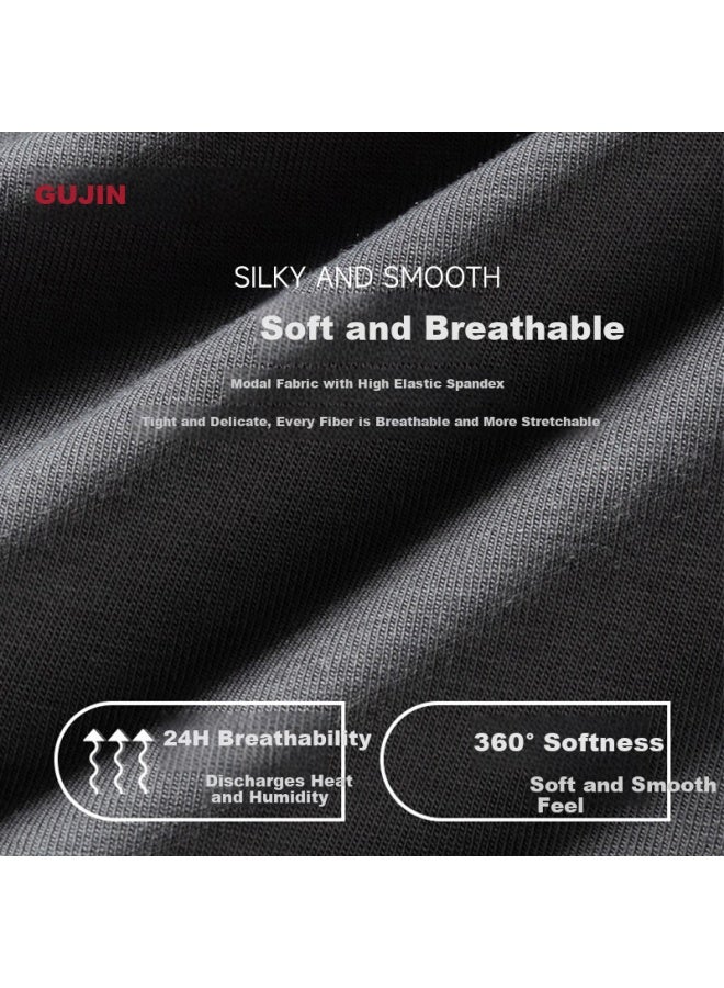 Gujin Men's 60s Modal Seamless Antibacterial Breathable High Elastic Boxer Briefs - Image 2