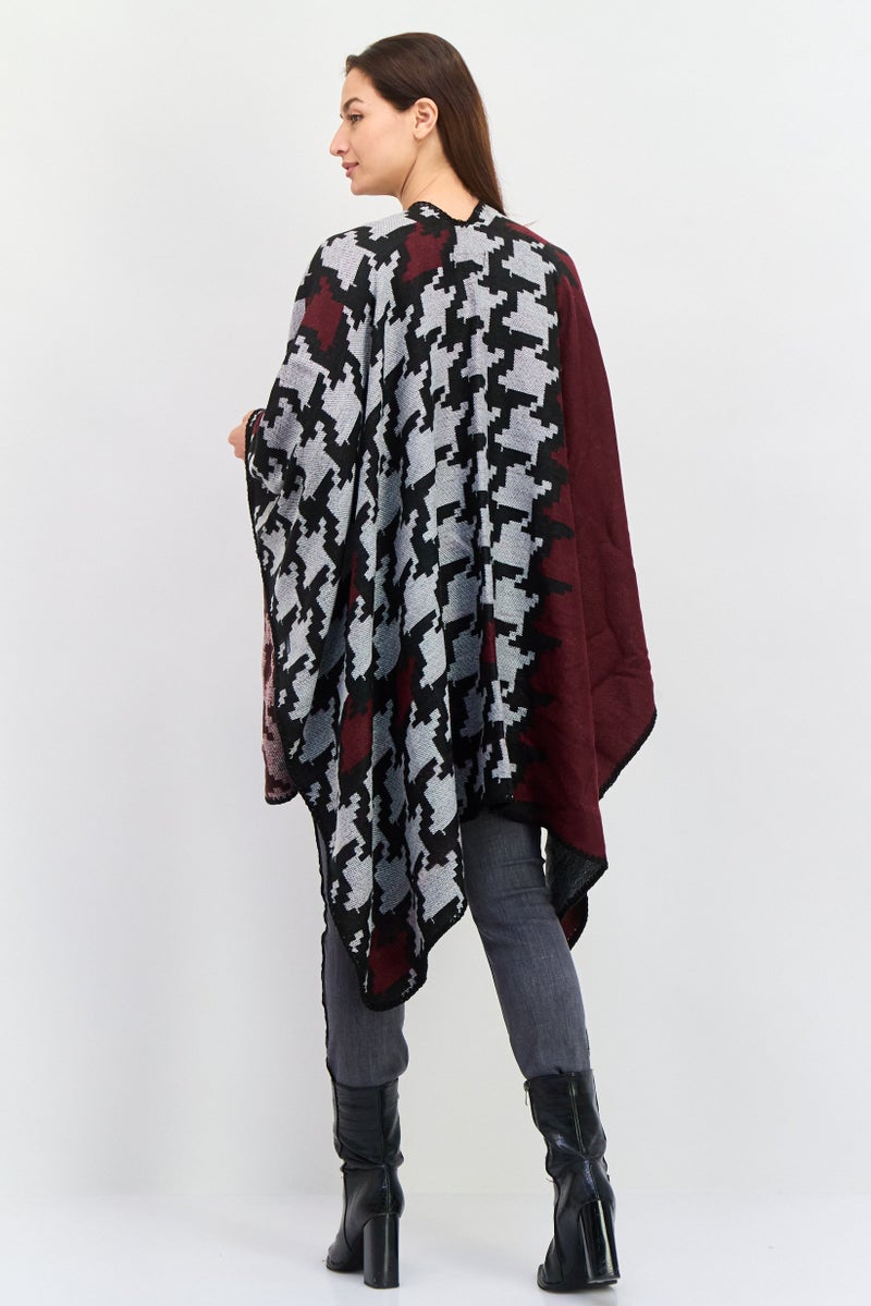 Laundry by Shelli Segal Women Aztec Print Poncho Sweater, Black - Image 4