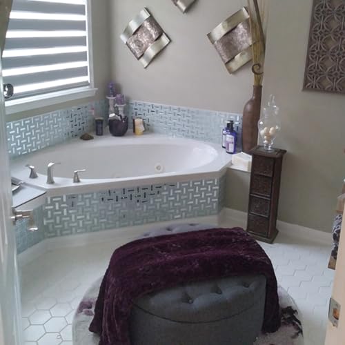 Adedeo Crystal Diamond Mirror Mosaic Tile Brick Glass Mosaic Tile for Kitchen Backsplash Bathroom Wall (6 Sheets, Silver Brick Flat Mirror) - Image 5