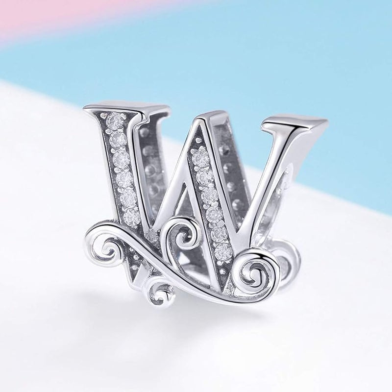 بايساير BISAER 925 Sterling Silver Initial Letter A-Z Charms for Bracelets Alphabet Beads Charm Jewelry Gifts - Image 4