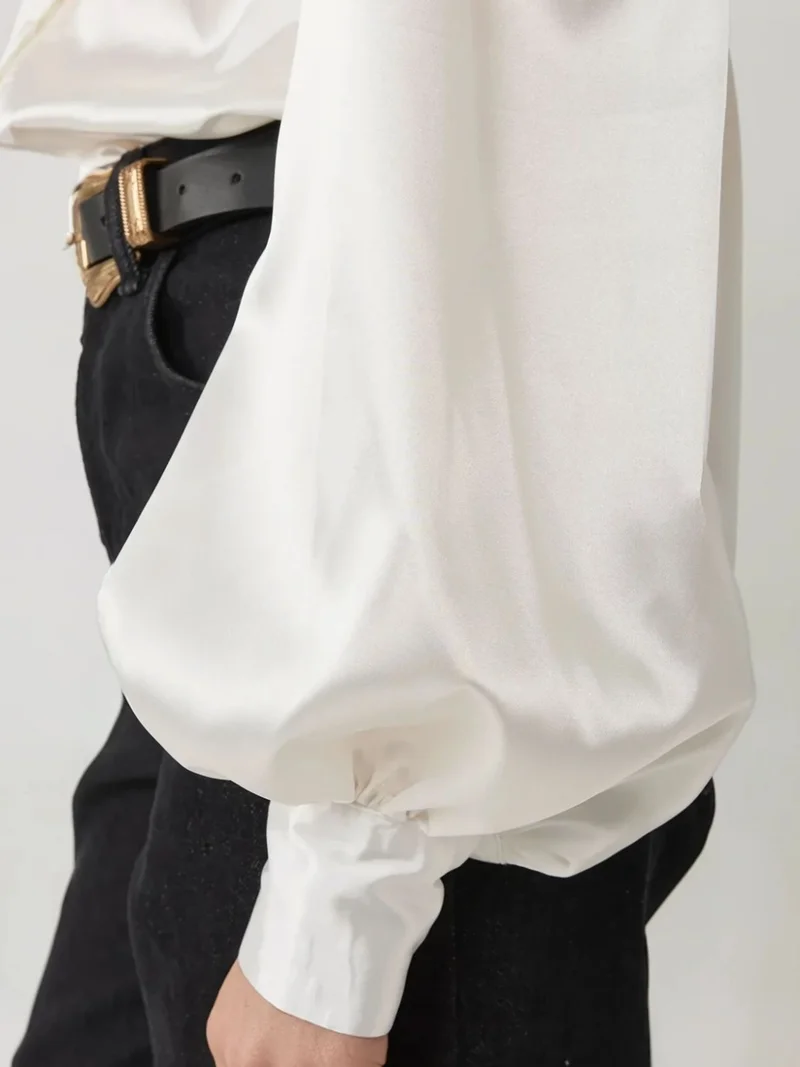 HICCUP Satin Weave Long Baloon Sleeve Shirt