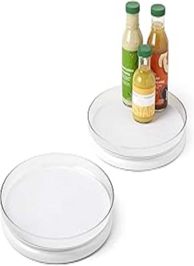YouCopia YouCopia FridgeView Fridge Turntable with Mat, Lazy Susan Organizer for Refrigerator Storage, 11”, 2-Pack, White 