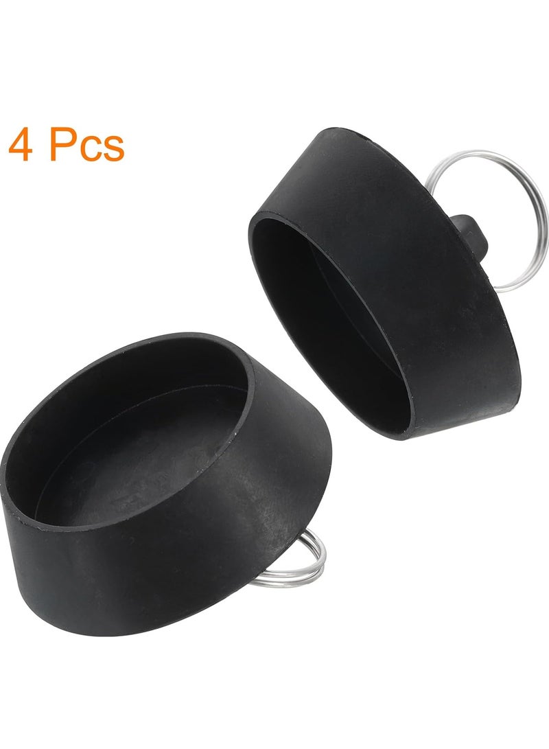 كيلا 4 قطع من سدادة التصريف المطاطية مع حلقة تعليق، سدادة تصريف حوض الاستحمام تناسب 1-1/2 بوصة إلى 1-3/4 بوصة، سدادة تصريف مطاطية لحوض الاستحمام والمطبخ والحمام، أسود - Image 3