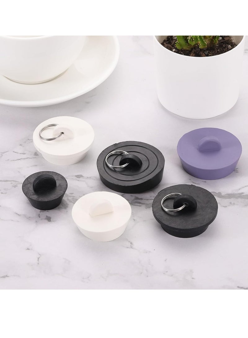 كيلا 4 قطع من سدادة التصريف المطاطية مع حلقة تعليق، سدادة تصريف حوض الاستحمام تناسب 1-1/2 بوصة إلى 1-3/4 بوصة، سدادة تصريف مطاطية لحوض الاستحمام والمطبخ والحمام، أسود - Image 5