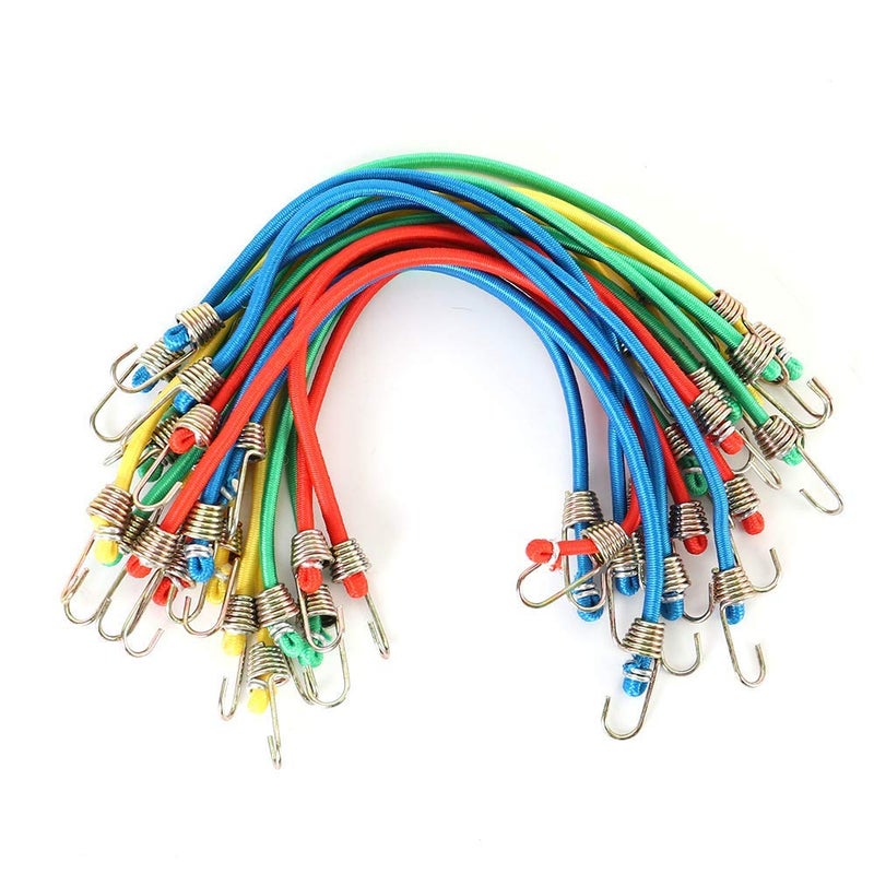 XSTRAP STANDARD 20 Pack Mini Bungee Cords 10 Inch Rubber Stretchy Bungee Cords with Hooks for Bikes Camping Tools Tarps and Cargo Hang Christmas Ornaments