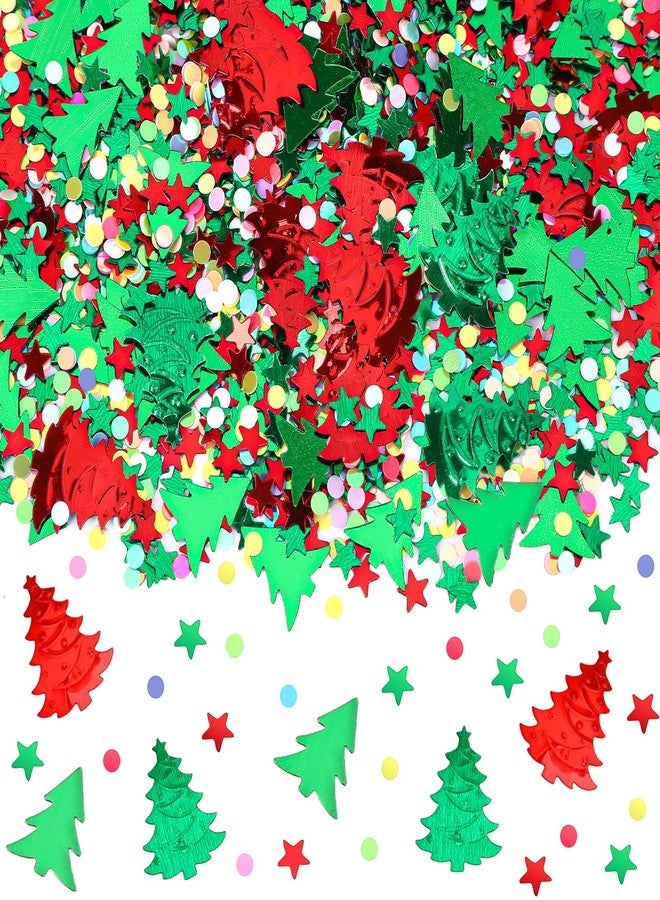MARFOREVER Christmas Glitter Confetti, Tree Metallic Foil Confetti Party Scatter Red Green Xmas Stars Sequins Sprinkles Table for Winter Christmas Party Supplies Decorations - Image 1