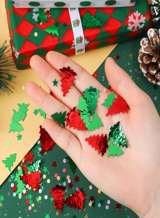 MARFOREVER Christmas Glitter Confetti, Tree Metallic Foil Confetti Party Scatter Red Green Xmas Stars Sequins Sprinkles Table for Winter Christmas Party Supplies Decorations - Image 2