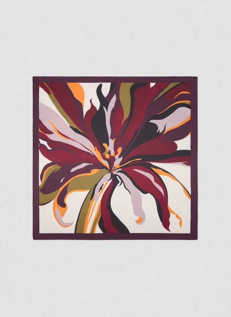 MANGO Satin lily-print scarf