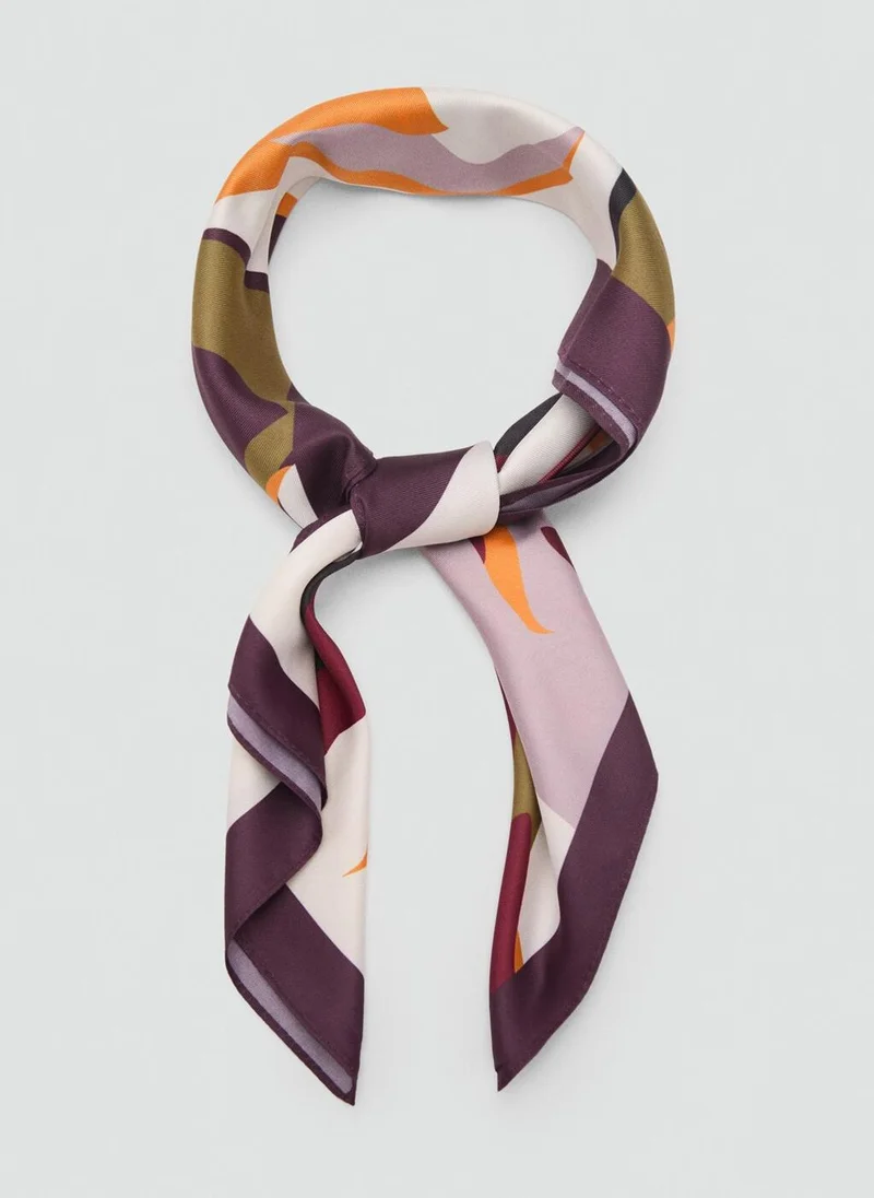 MANGO Satin lily-print scarf