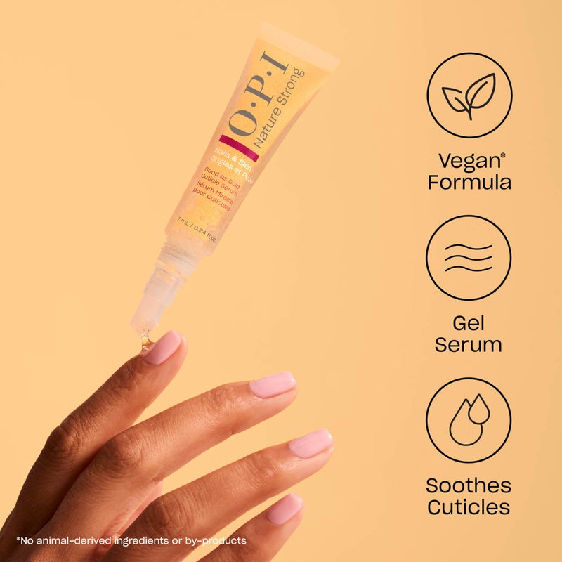 OPI Nature Strong Nails & Skin - Good as Gold Cuticle Serum | Hydrating Gel Serum to Soften & Sooth Cuticles On-The-Go | Enriched with Skin-Smoothing Emollients | 0.24 Fl Oz | 7 mL - Image 3