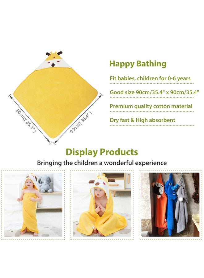 MICHLEY Animal Hooded Baby Bath Towel Toddler Premium Cotton Absorbent Washcloth for Girls Boys 0-6T, Giraffe - Image 3