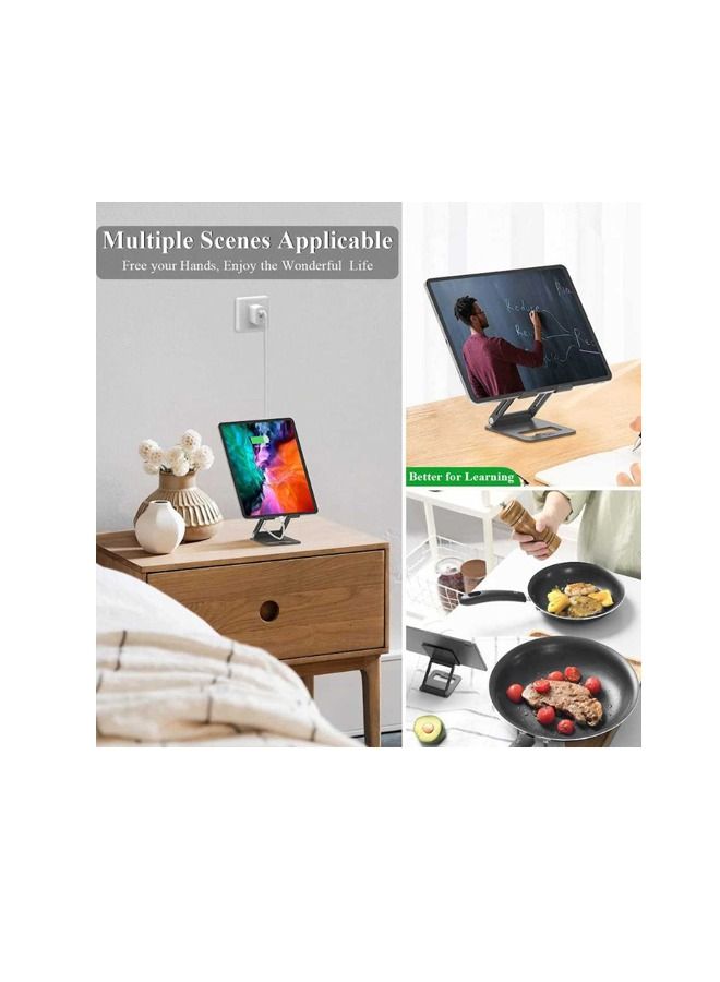 Minthouz Tablet Stand, Adjustable & Foldable Tablet Holder, Compact Aluminum Phone Stand with Anti-Slip Pads, Compatible with All 4.7 -12.9 inches Mobile Phones/E-Readers/ Tablets/ Ultrabooks - Gray - Image 4