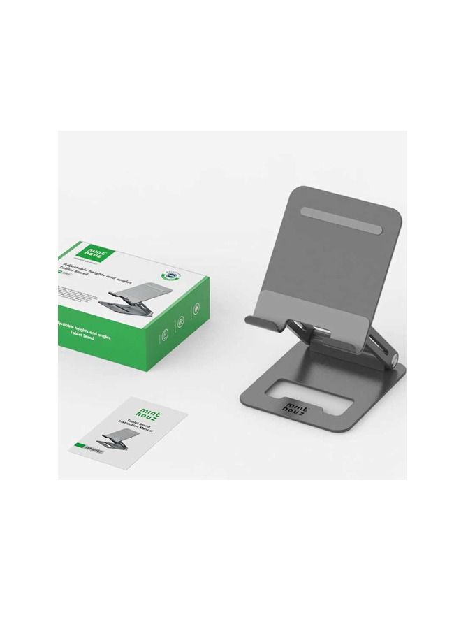Minthouz Tablet Stand, Adjustable & Foldable Tablet Holder, Compact Aluminum Phone Stand with Anti-Slip Pads, Compatible with All 4.7 -12.9 inches Mobile Phones/E-Readers/ Tablets/ Ultrabooks - Gray - Image 2