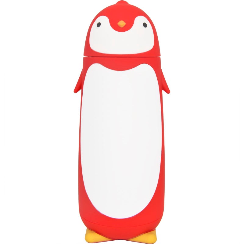 Penguin Insulated Water Bottle Stainless Steel Vacuum Double Walled Bottle Flask Travel Mug for Kids Students 96oz Red
