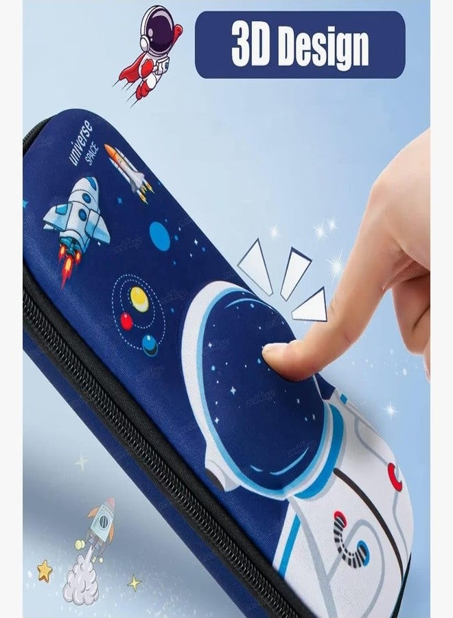 clean mitra 3D Cover Large Capacity Pencil Case Compass with Compartments, School Supply Organizer for Students, Stationery Box, Cosmetic Zip Pouch Bag (Blue, Pack of 1) - Image 2