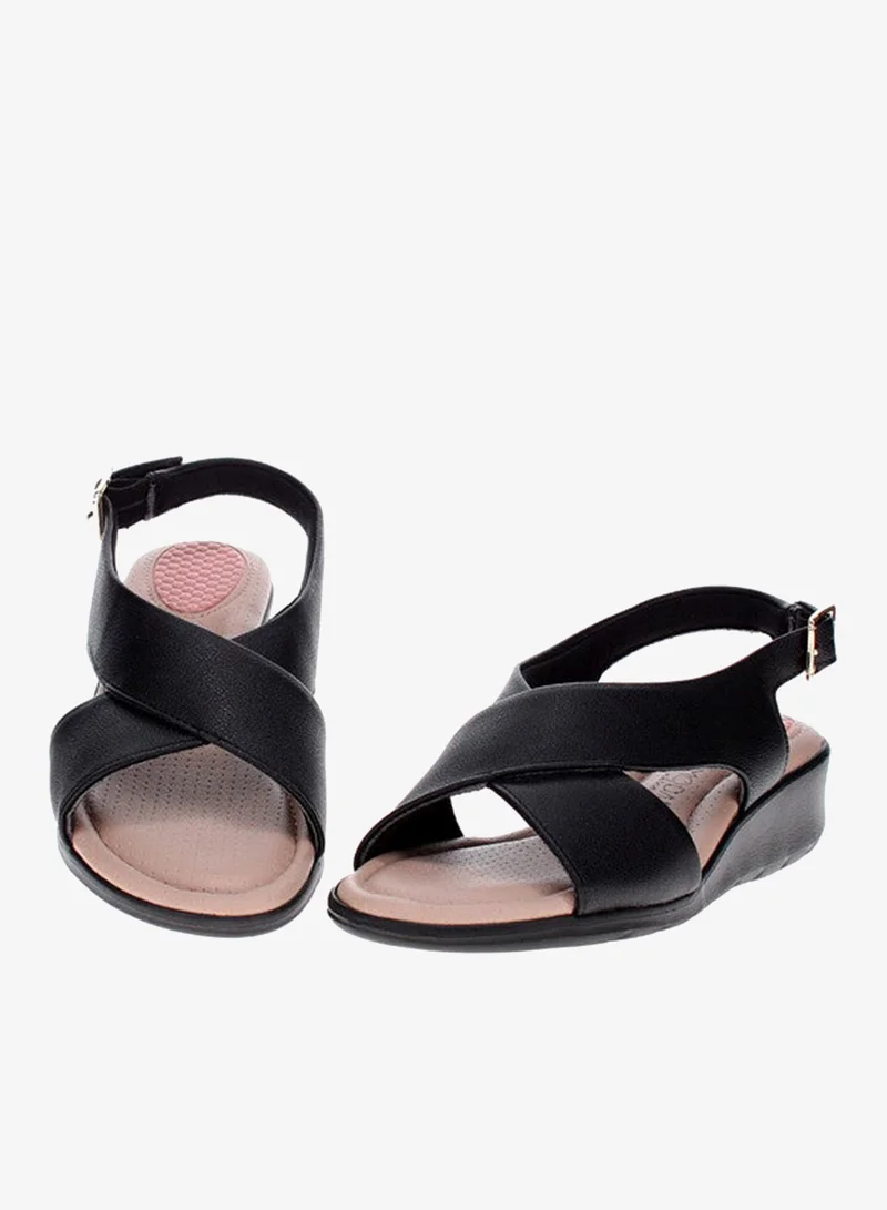 Modare Black Sandals for Women with Back Strap – Stylish & Supportive sling Back Ladies Sandals for Women | Best Price UAE