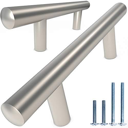 ALPINE HARDWARE Premium Solid Euro Style Bar Handle Pull-25Pack-3 inch Hole Center & 5 3/8 inch Length-Heavy Stainless Steel Bar Handle Pull with a Matte Nickel Finish-American Owned Cabinet Hardware - Image 2