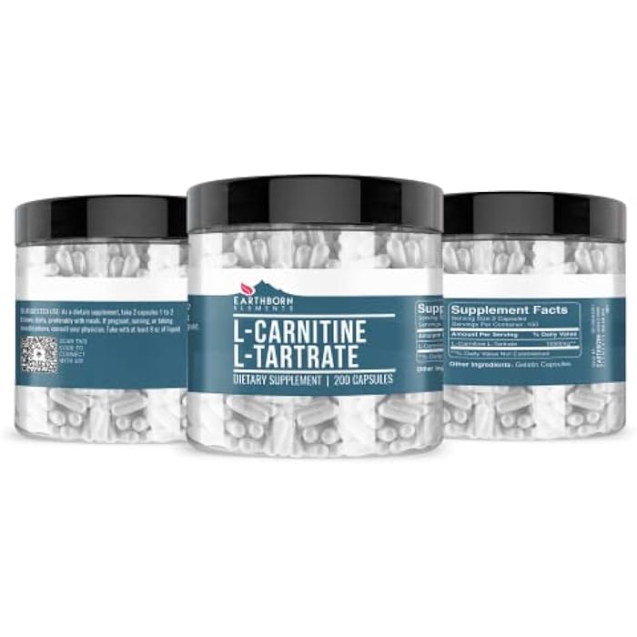 Earthborn Elements L-Carnitine Tartrate, 200 Capsules, No Magnesium or Rice Fillers, No Additives, Gluten-Free, Undiluted - Image 4